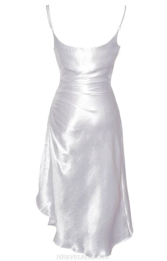Herve Leger White A Line Satin Dress