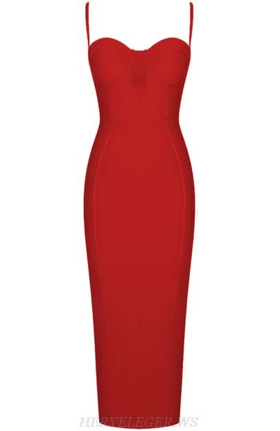 Herve Leger Red Bustier Structured Dress Herve Leger Red Bustier Structured Dress