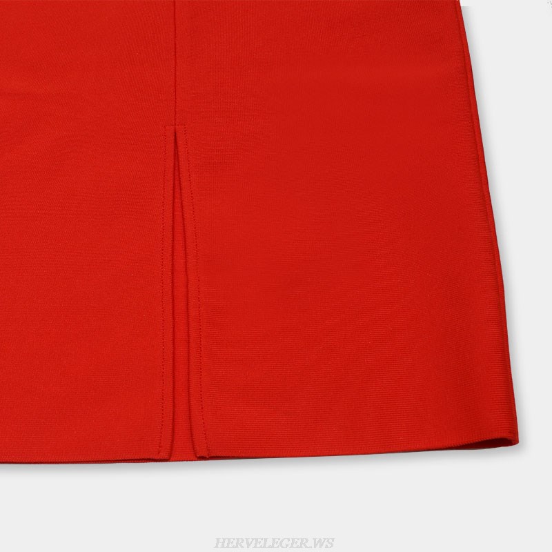 Herve Leger Red Chain Bustier Dress