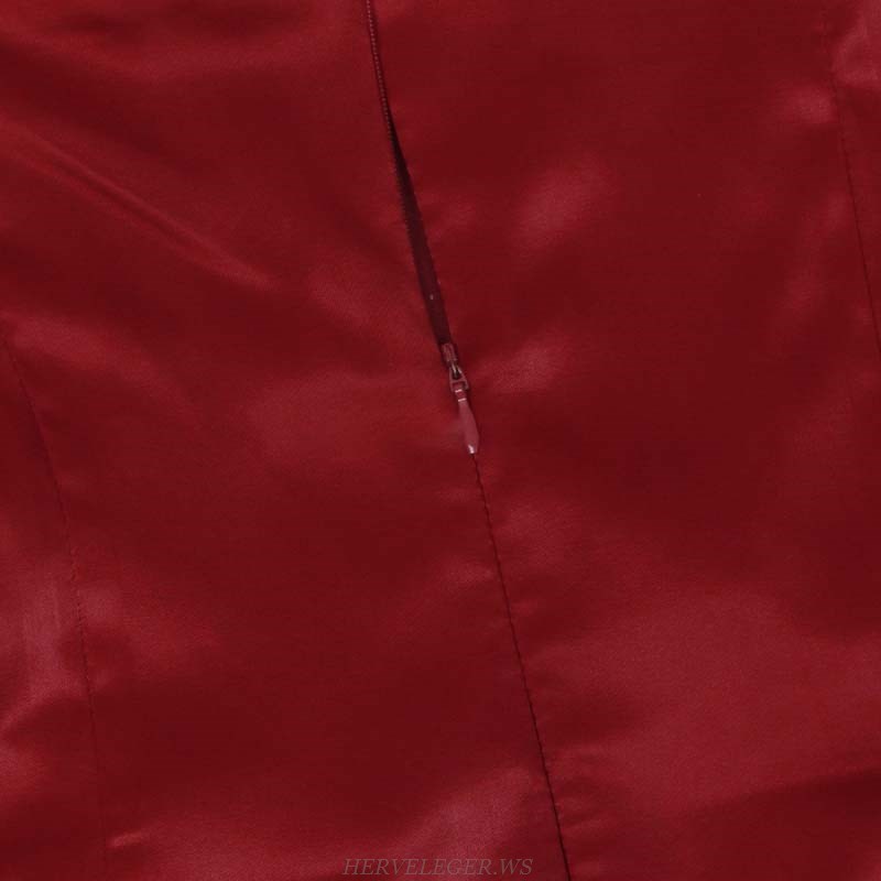 Herve Leger Burgundy Draped Satin Dress