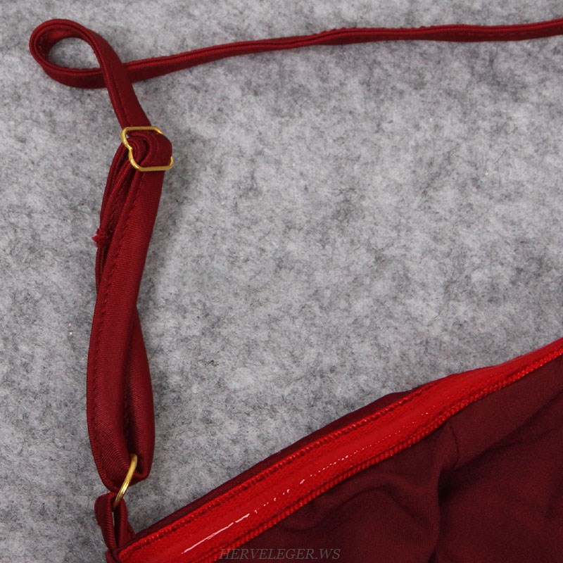 Herve Leger Burgundy Draped Satin Dress