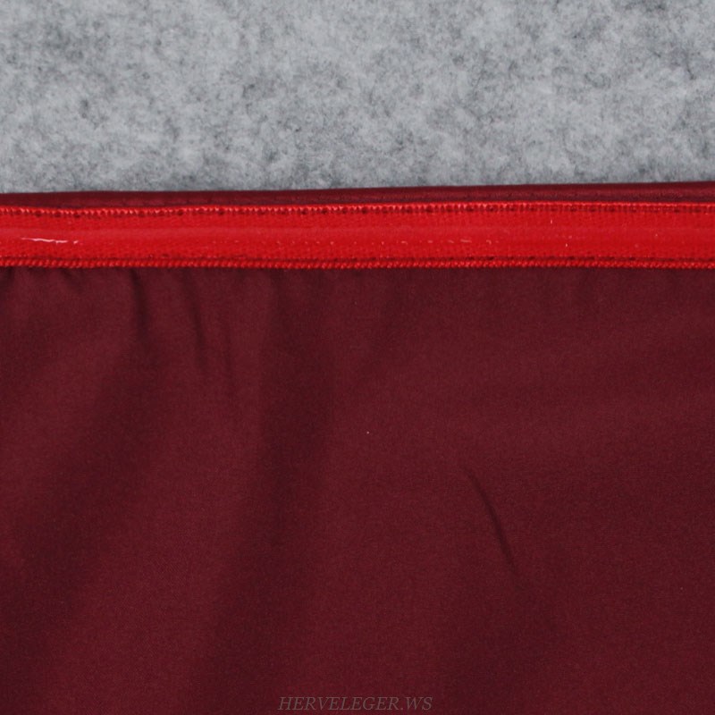 Herve Leger Burgundy Draped Satin Dress
