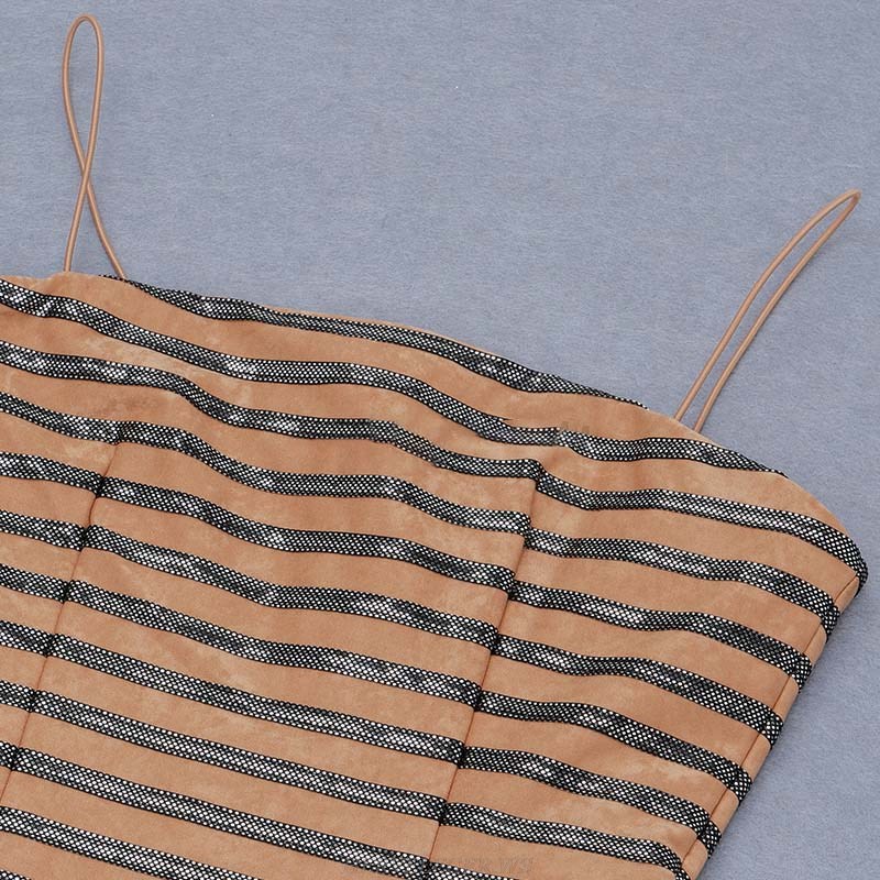 Herve Leger Brown Embellished Twim Dress