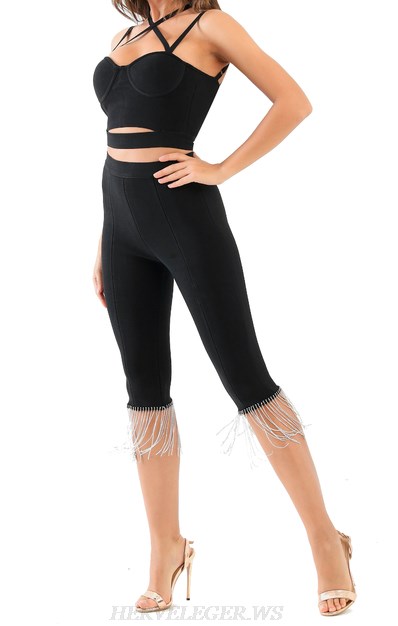 Herve Leger Embellished Two Piece Jumpsuit Black