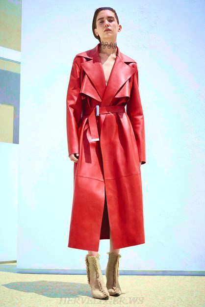 Herve Leger Red Faux Leather Coat Herve Leger Red Faux Leather Coat