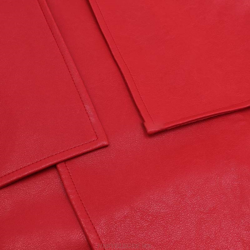 Herve Leger Red Faux Leather Coat