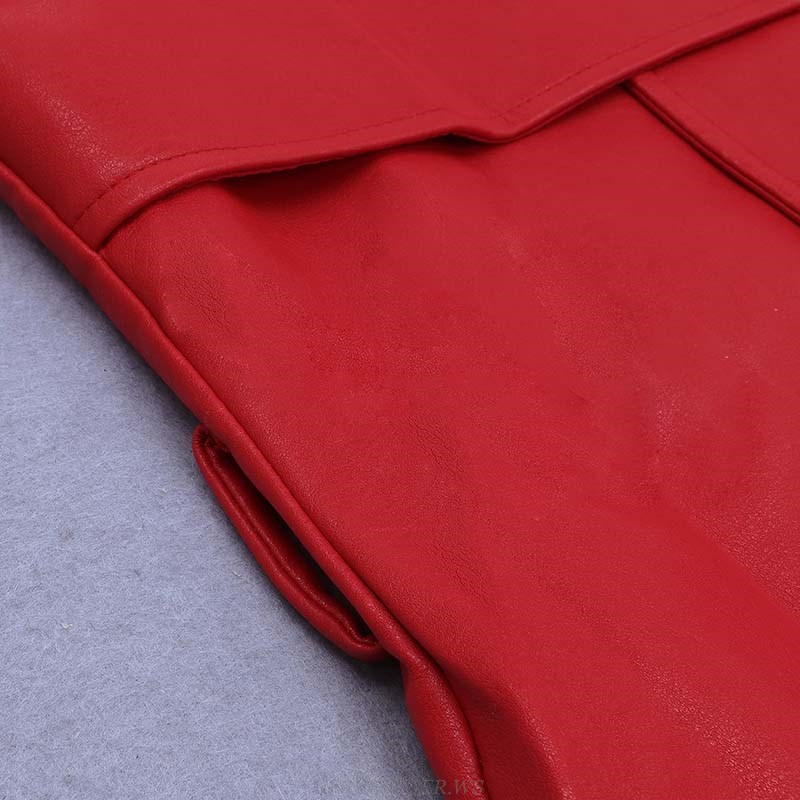 Herve Leger Red Faux Leather Coat