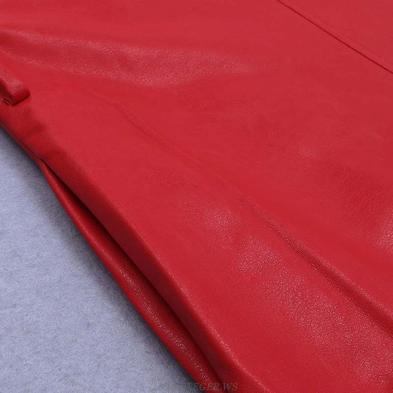 Herve Leger Red Faux Leather Coat
