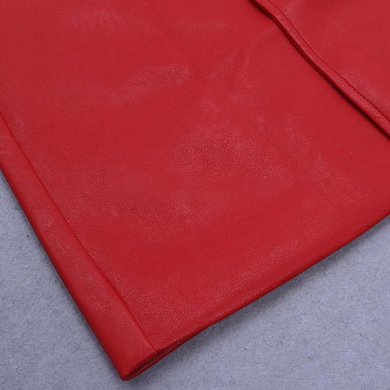 Herve Leger Red Faux Leather Coat