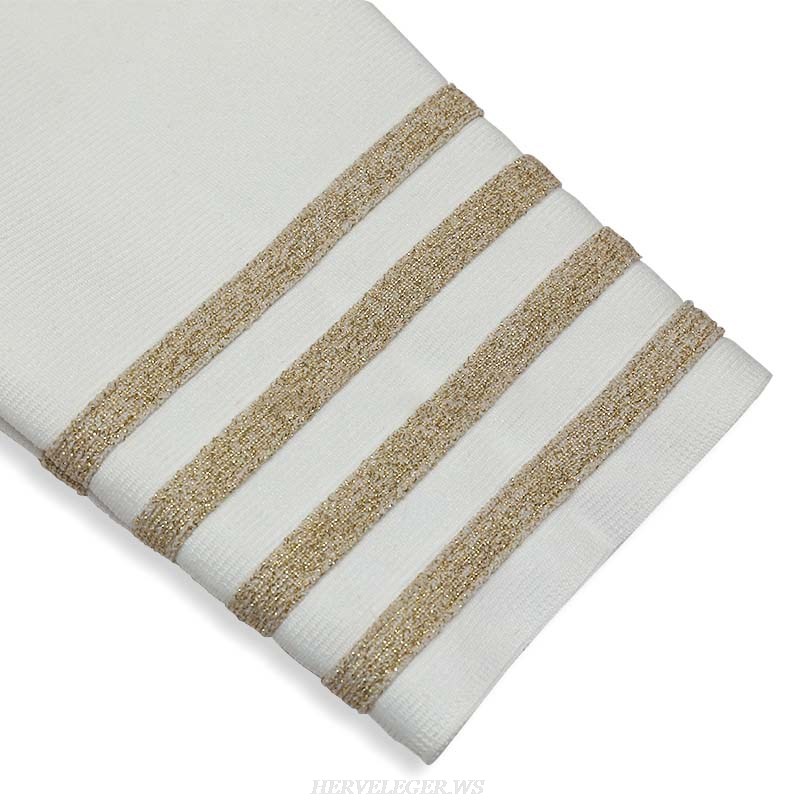 Herve Leger White Gold Trim Dress