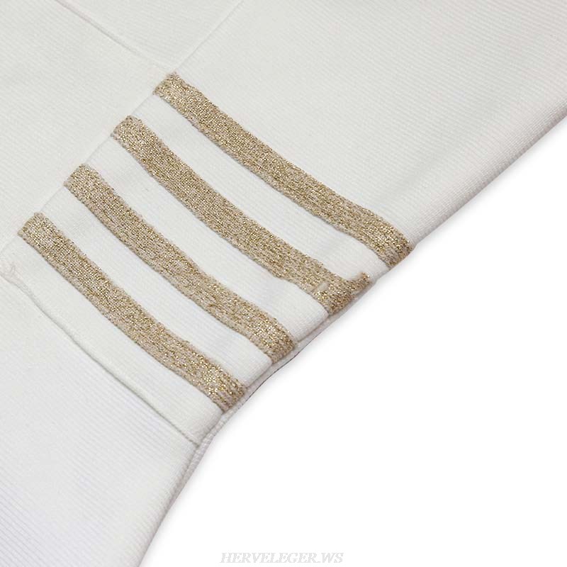Herve Leger White Gold Trim Dress