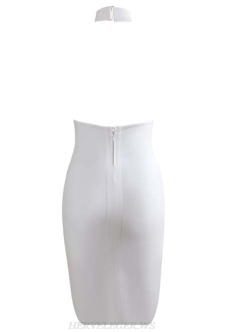 Herve Leger White Halter Dress