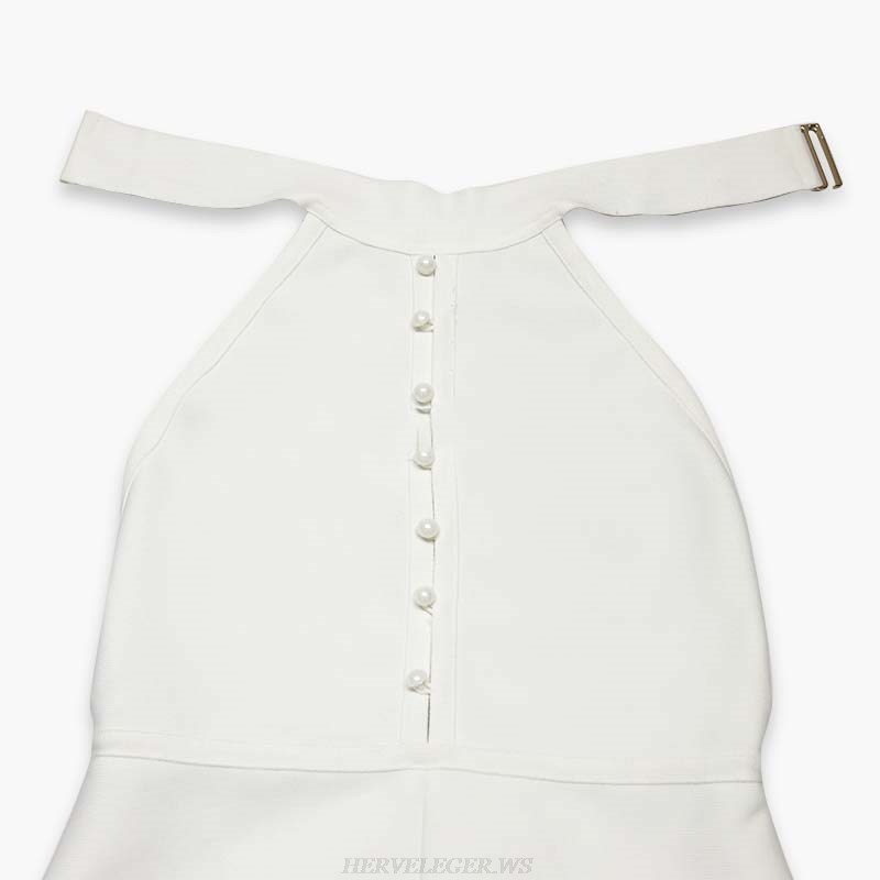 Herve Leger White Halter Dress