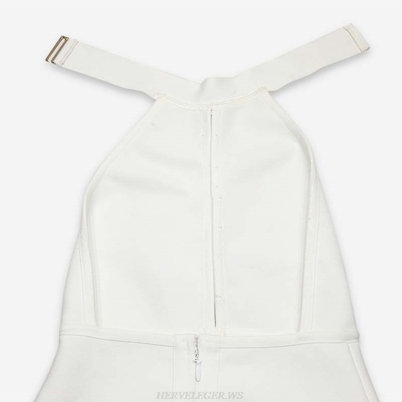 Herve Leger White Halter Dress