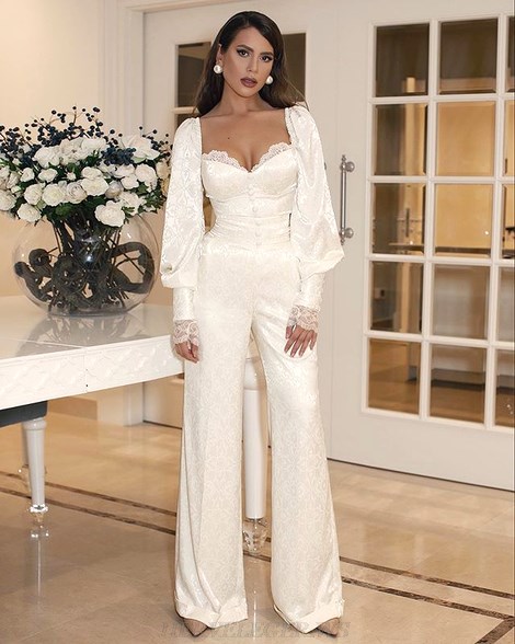Herve Leger White Long Sleeve Bustier Jumpsuit 