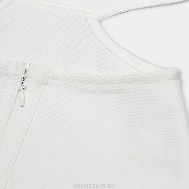 Herve Leger White Long Sleeve Dress