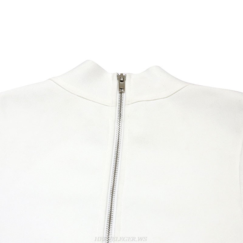 Herve Leger White Long Sleeve Dress