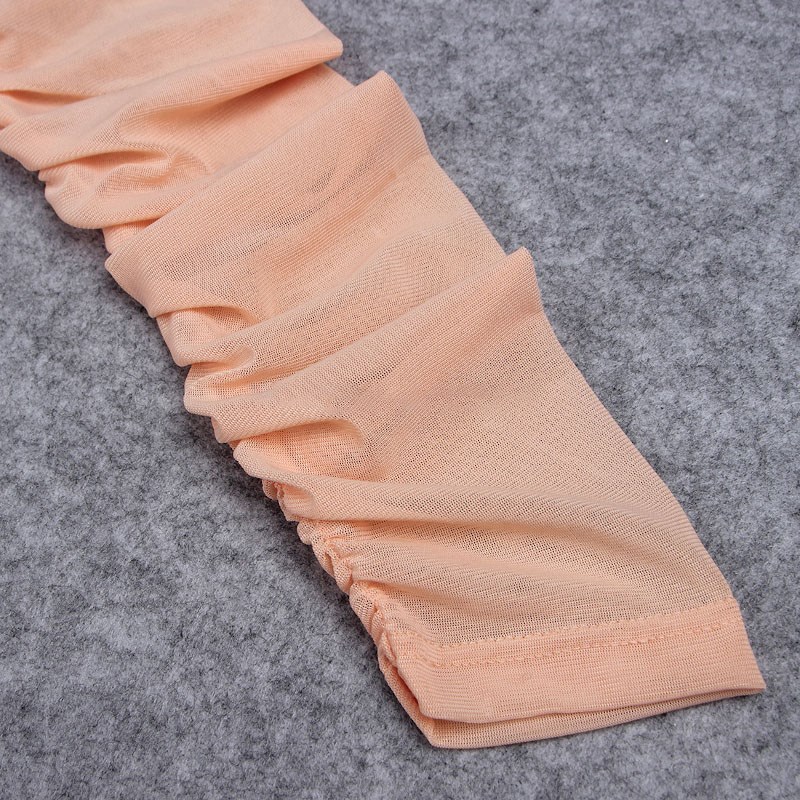 Herve Leger Peach Long Sleeve Feather Bardot Dress