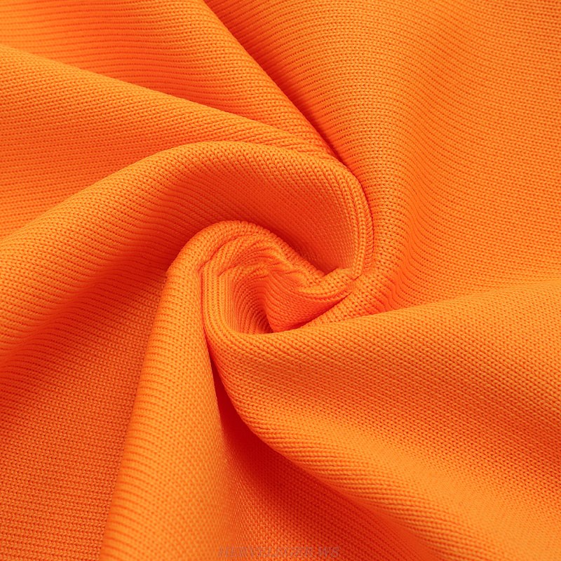 Herve Leger Black Orange Long Sleeve Dress