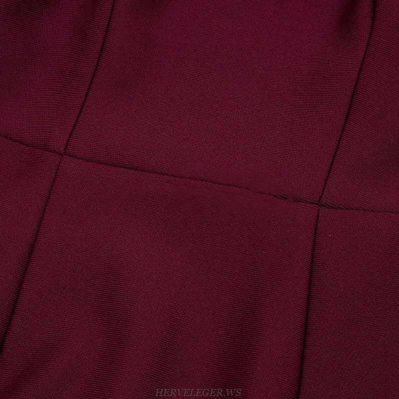 Herve Leger Burgundy Long Sleeve Dress