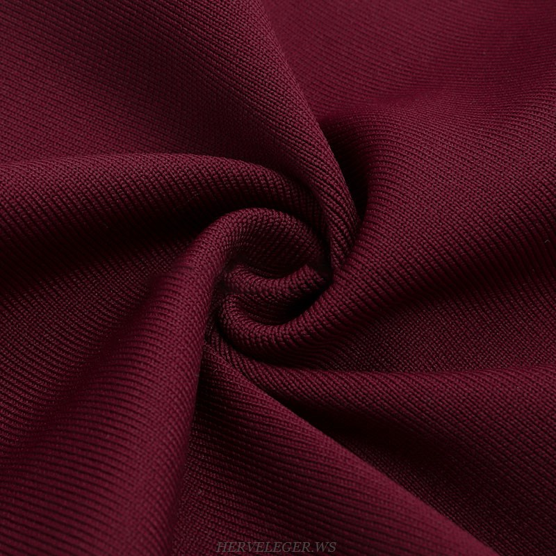 Herve Leger Burgundy Long Sleeve Dress
