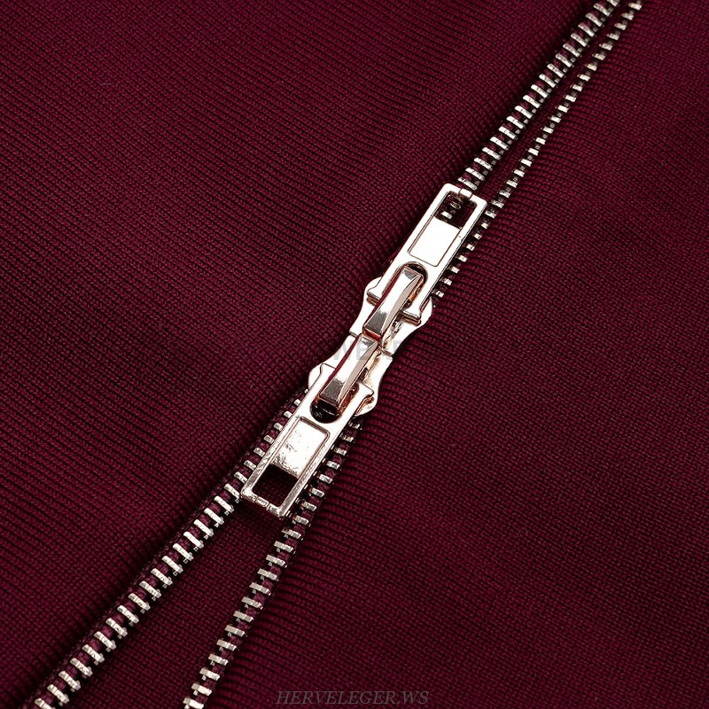 Herve Leger Burgundy Long Sleeve Dress