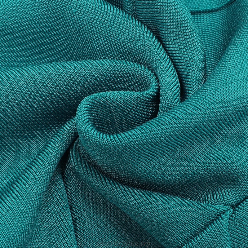 Herve Leger Green Long Sleeve Ruched Zipper Dress