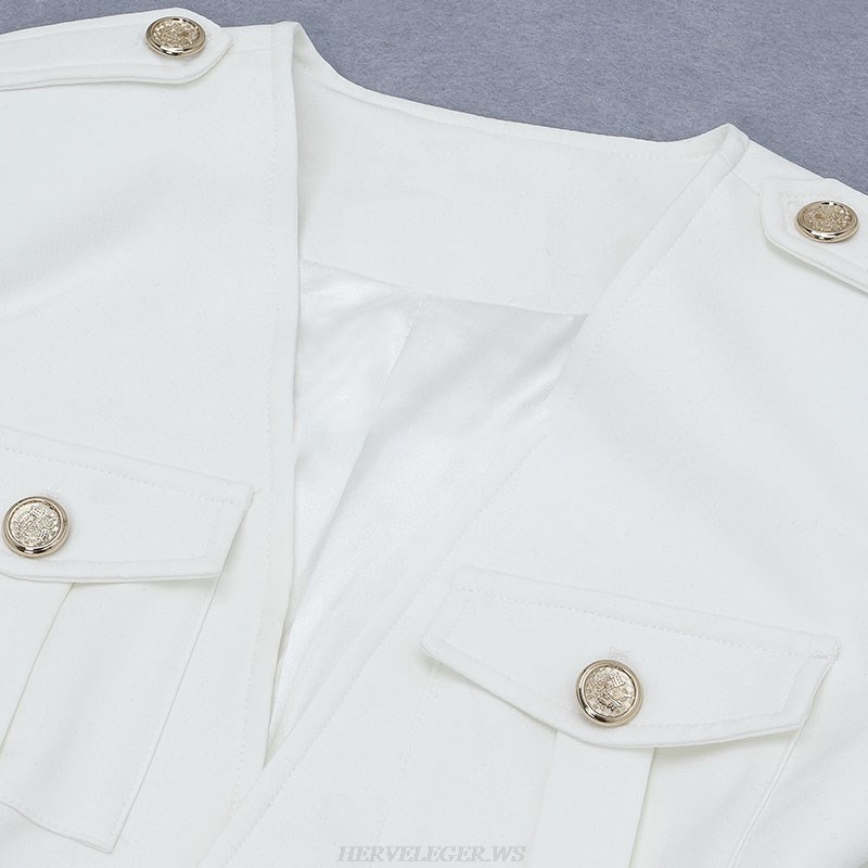Herve Leger White Long Sleeve Suit