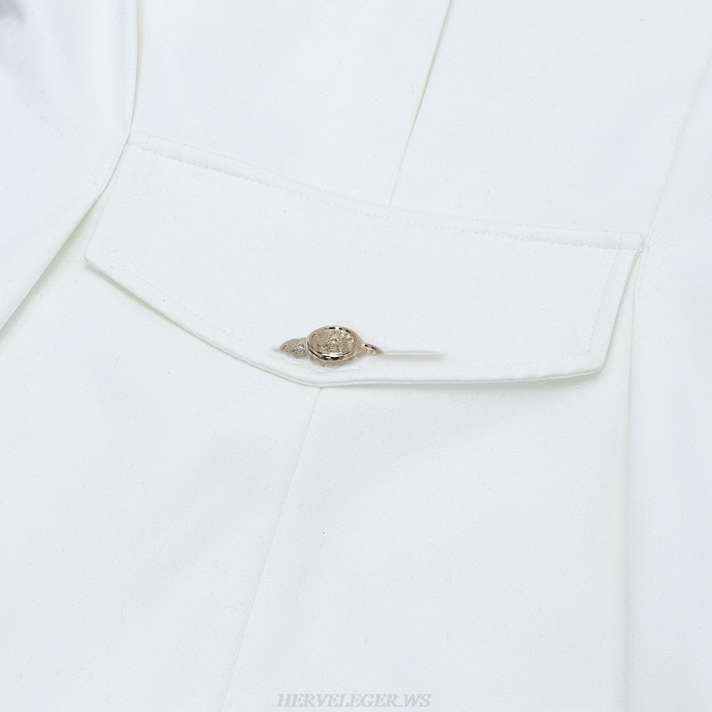 Herve Leger White Long Sleeve Suit