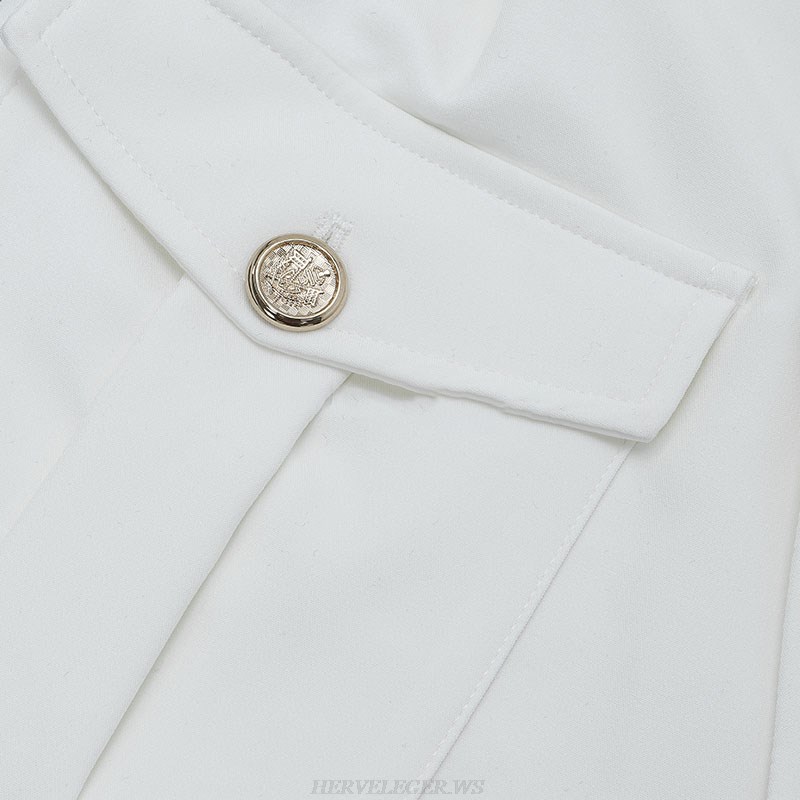 Herve Leger White Long Sleeve Suit
