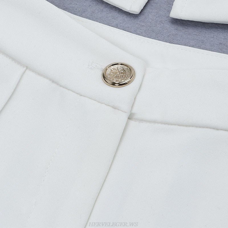 Herve Leger White Long Sleeve Suit