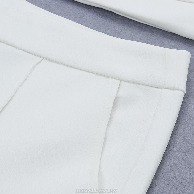 Herve Leger White Long Sleeve Suit
