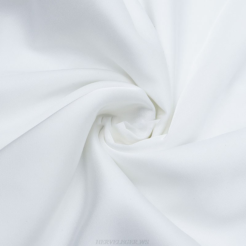 Herve Leger White Mesh Sleeve Draped Dress