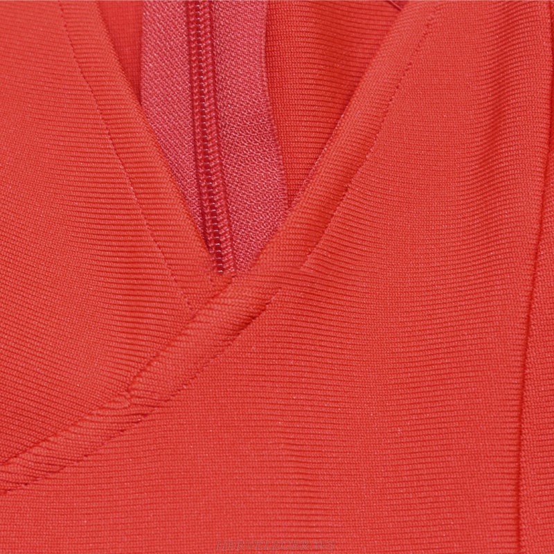 Herve Leger Red One Shoulder Dress