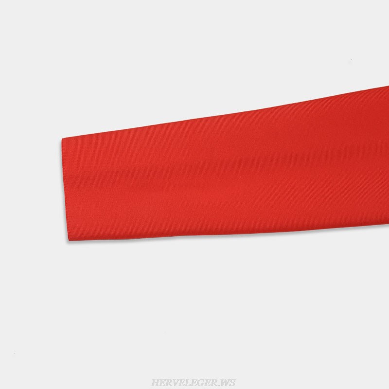 Herve Leger Red One Shoulder Dress