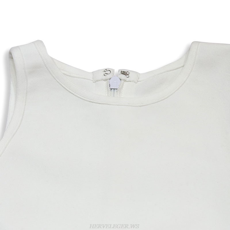Herve Leger White One Sleeve Dress