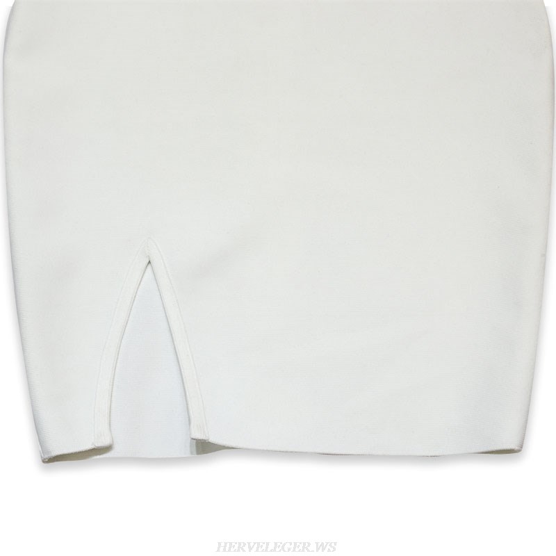 Herve Leger White One Sleeve Dress