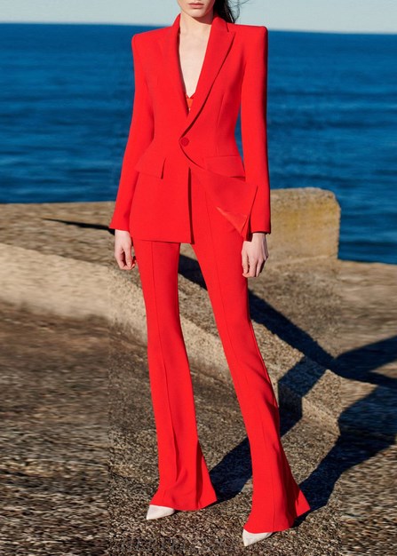 Herve Leger Red Pocket Detail Suit Herve Leger Red Pocket Detail Suit