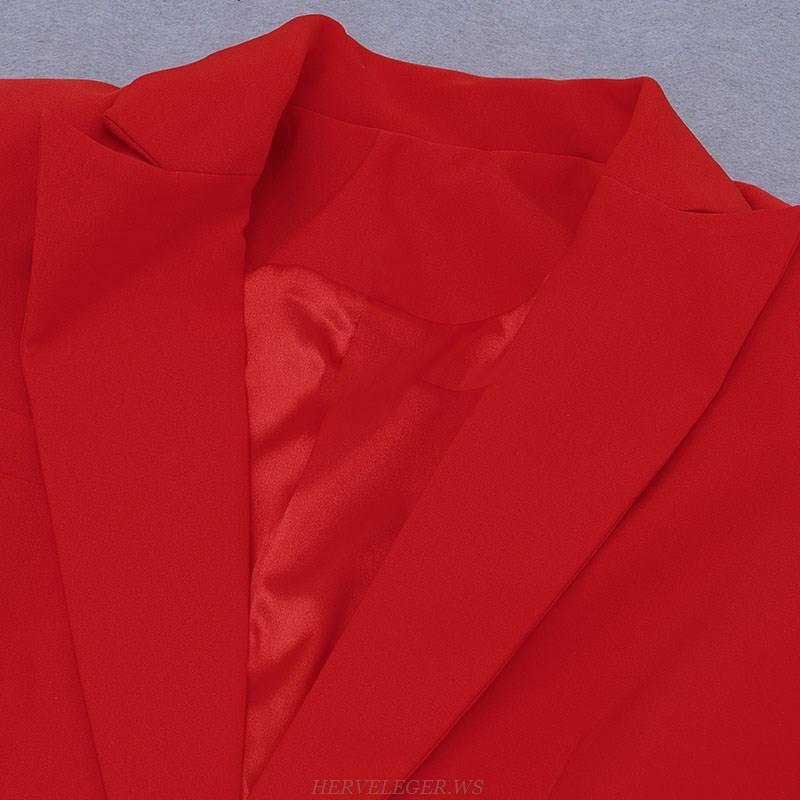 Herve Leger Red Pocket Detail Suit