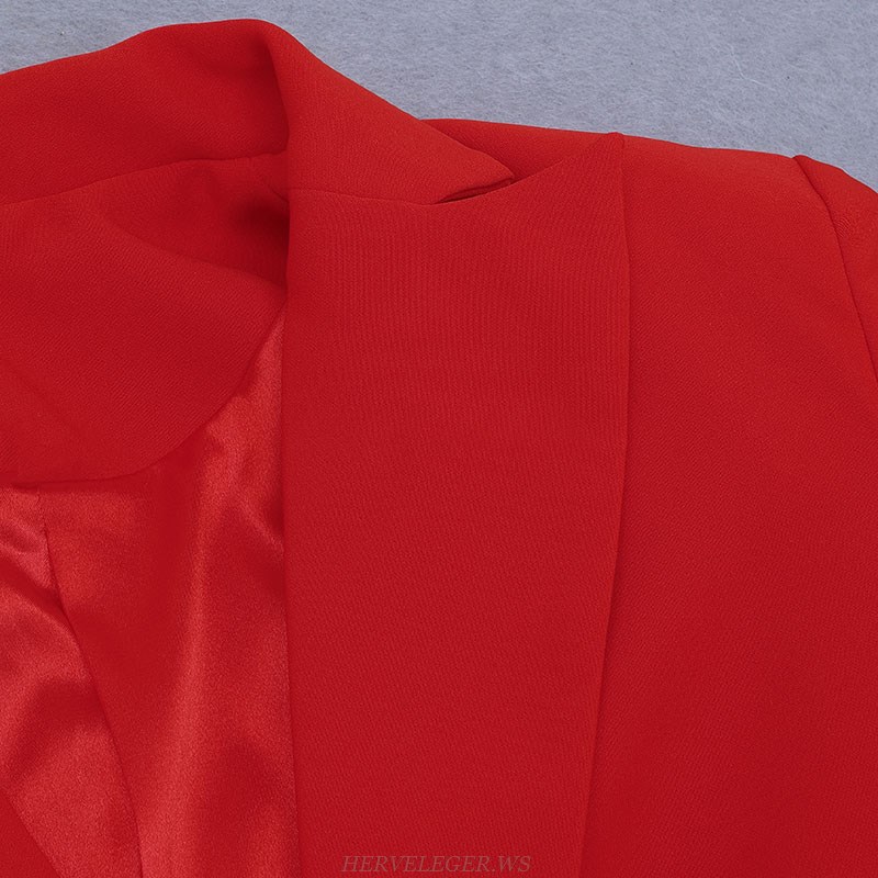Herve Leger Red Pocket Detail Suit