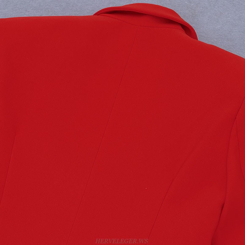 Herve Leger Red Pocket Detail Suit