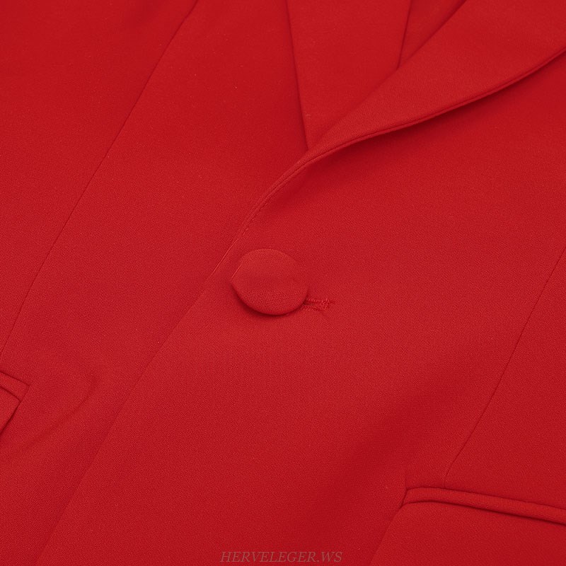 Herve Leger Red Pocket Detail Suit