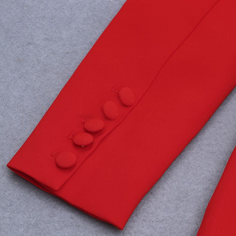 Herve Leger Red Pocket Detail Suit