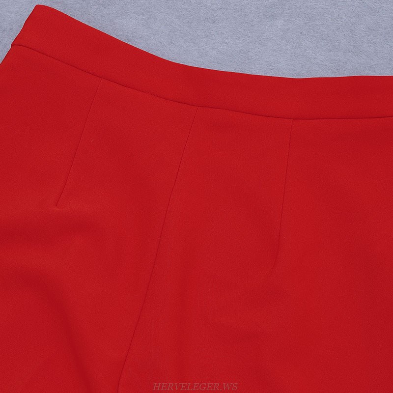 Herve Leger Red Pocket Detail Suit
