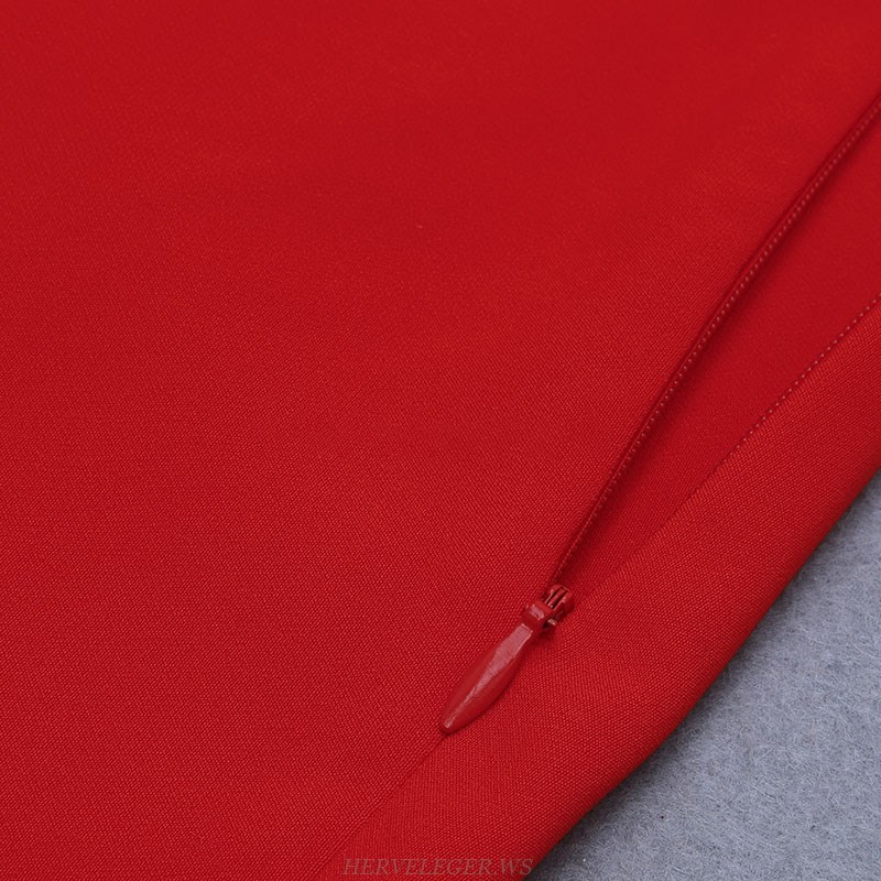 Herve Leger Red Pocket Detail Suit