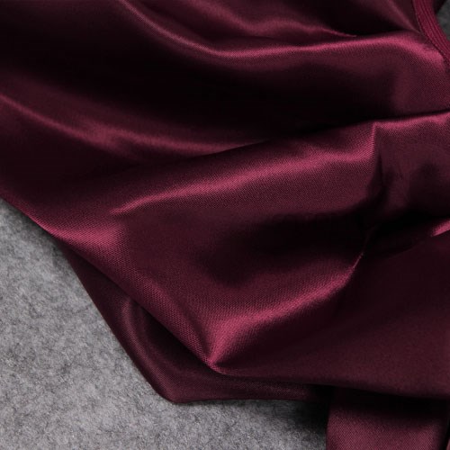 Herve Leger Burgundy Puff Bardot Satin Dress