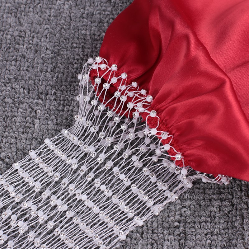 Herve Leger Red Puff Embellished Sleeve Dress