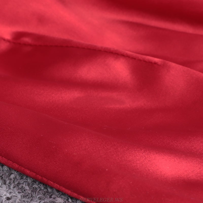 Herve Leger Red Puff Embellished Sleeve Dress