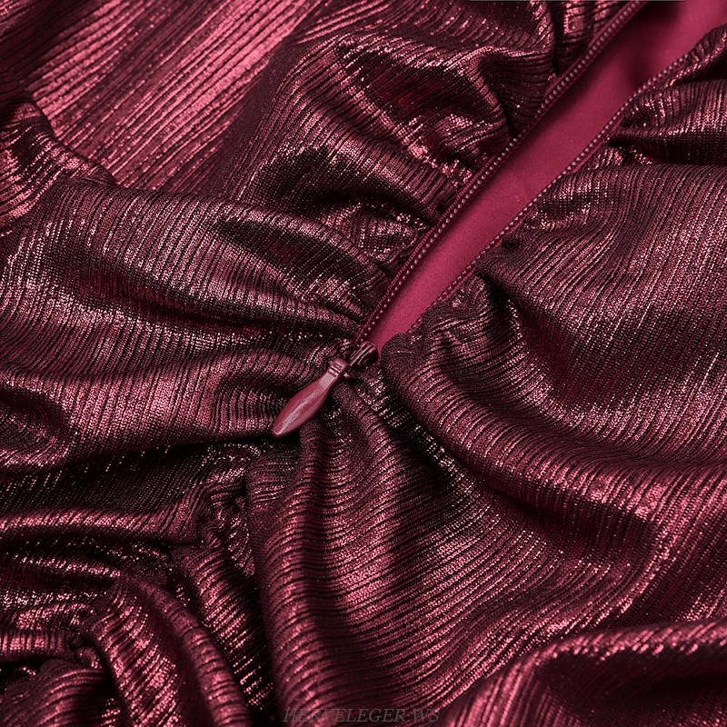 Herve Leger Mulberry Puff Sleeve Ruched Dress