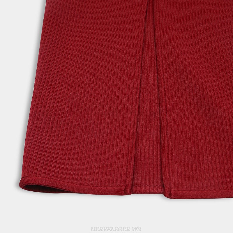 Herve Leger Burgundy Ribbed Dress